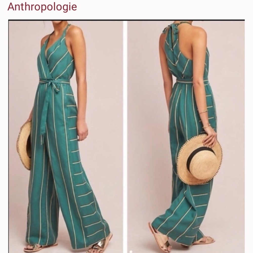 Anthropologie ett:twa Portsmouth Green Jumpsuit.